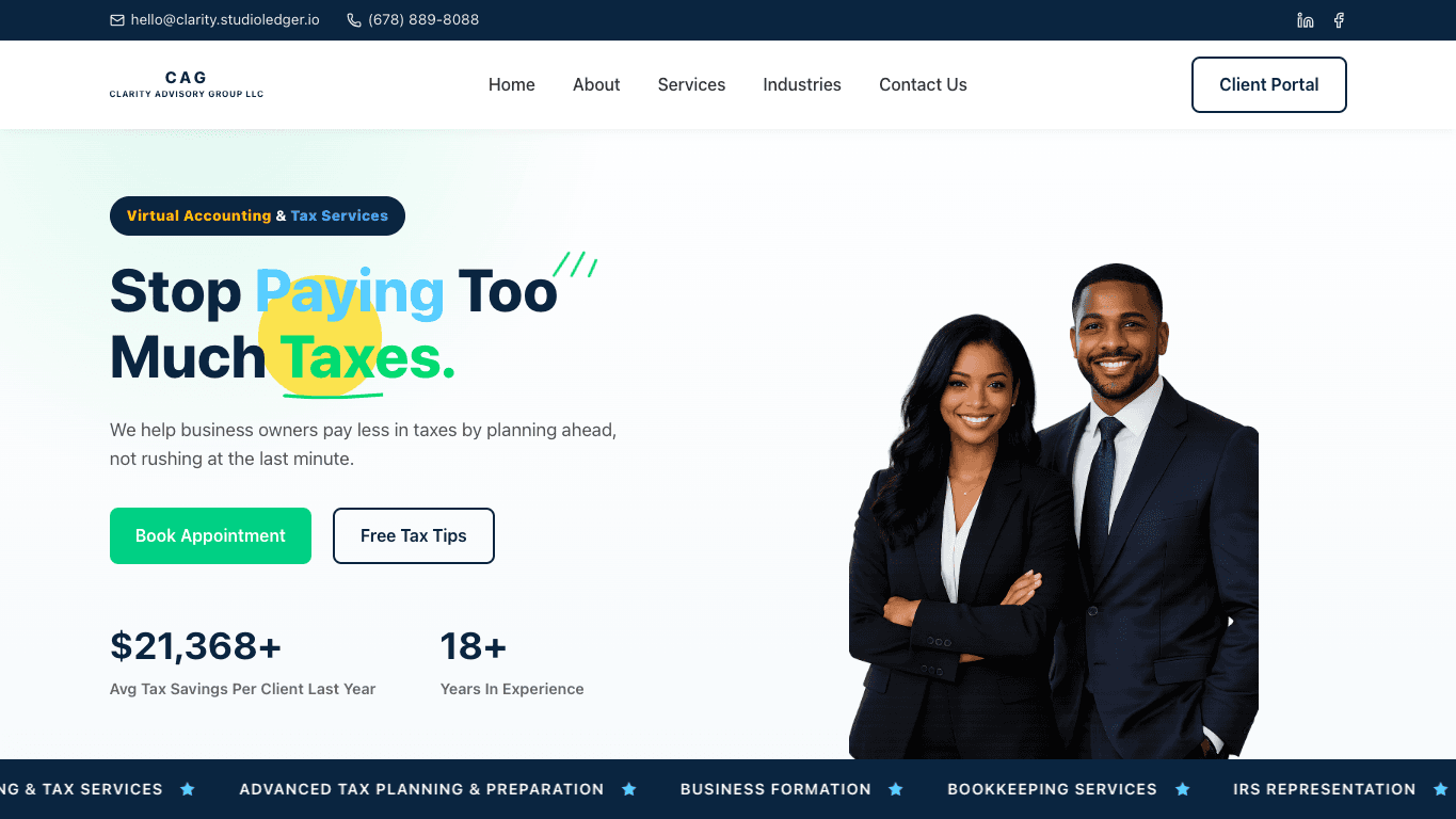 Clarity website design